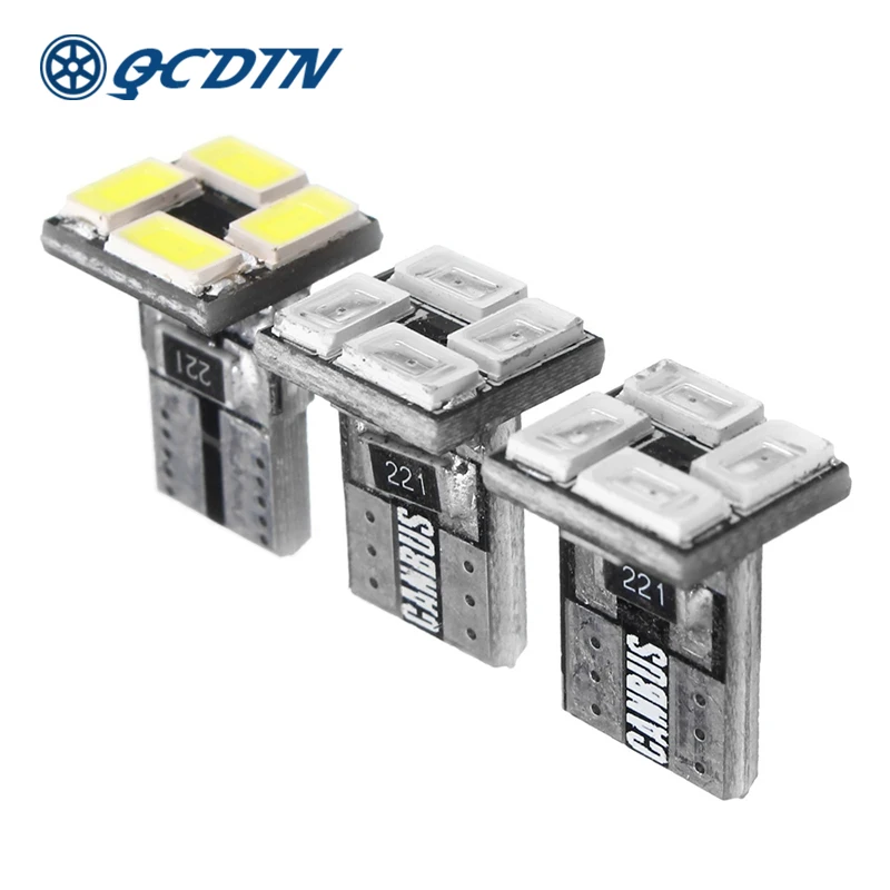 QCDIN 2 шт. T10 194 168 5630 5730 4SMD 12 в 3 цвета Canbus автомобисветильник дневной свет