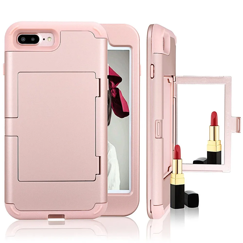 Shockproof Phone Case For iPhone 6 6S Plus Luxury Wallet Card Holder Mirror Anti-Knock Cover |