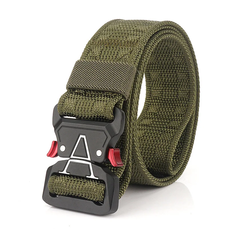Army green MEDYLA, быстроразъемный мужской ремень, бренд, унисекс, дизайн, стальная пряжка, мужской качественный холщовый эластичный пояс, повседневный мужской пояс - Цвет: Army green