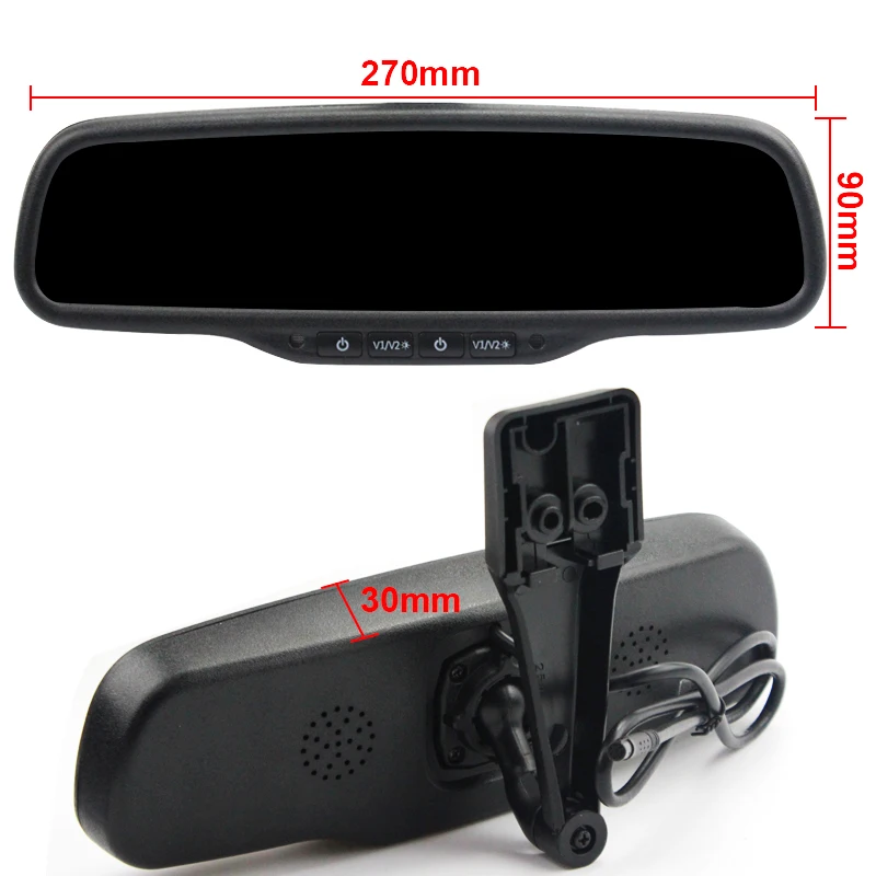 Sinairyu 4.3 Inch Dual HD Display Screen Car Rear View Monitor Interior Mirror Monitor for Rear View Camera 4 CH Video Input