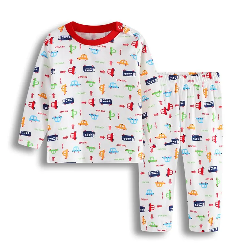 Осень-зима Одежда для маленьких мальчиков и девочек-набор хлопка Дети цветы рыбы самолет принцессы автомобиля пижамы комплект одежды - Цвет: Темно-серый