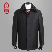 Top Brand men fur coat Thick Winter Parkas Fur Liner and Collar Coldproof windproof Overcoats Cashmere Silk Parkas windbreaker