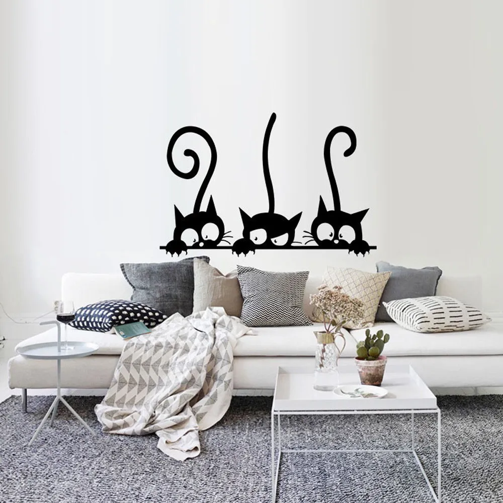 adesivo da parete rimovibile Magnete da frigo tridimensionale a forma di gatto grasso divertente decorazione per ufficio Black White 3.4*2CM Msyou casa 