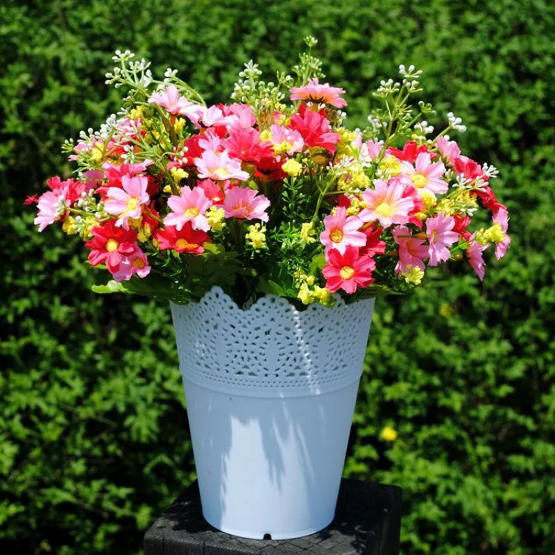 

High Grade Floral Hollow Design Flower Vase Solid Color Decorative Home Small Cheap Plastic Vase For Wedding Decoration New