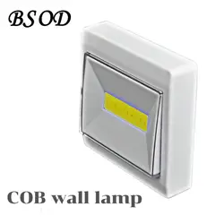 BSOD 2 шт./упак. LED маленький ночник холодный белый COB источник сухой Батарея Беспроводной бра Новинка магнит настольная лампа аварийного
