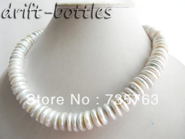 

HOT 00378 AA 13mm White Coin Freshwater Pearl Necklace
