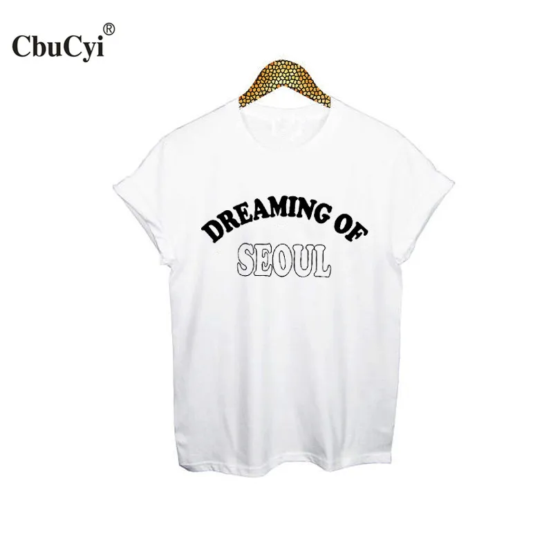 يحلم سيول t-shirt الشرير الصخرة الهيب هوب قمزة قميص فام الكورية الأزياء المتناثرة تي شيرت النساء نعرفكم القمم