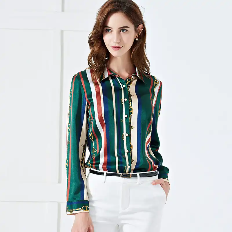 blusas de seda manga larga