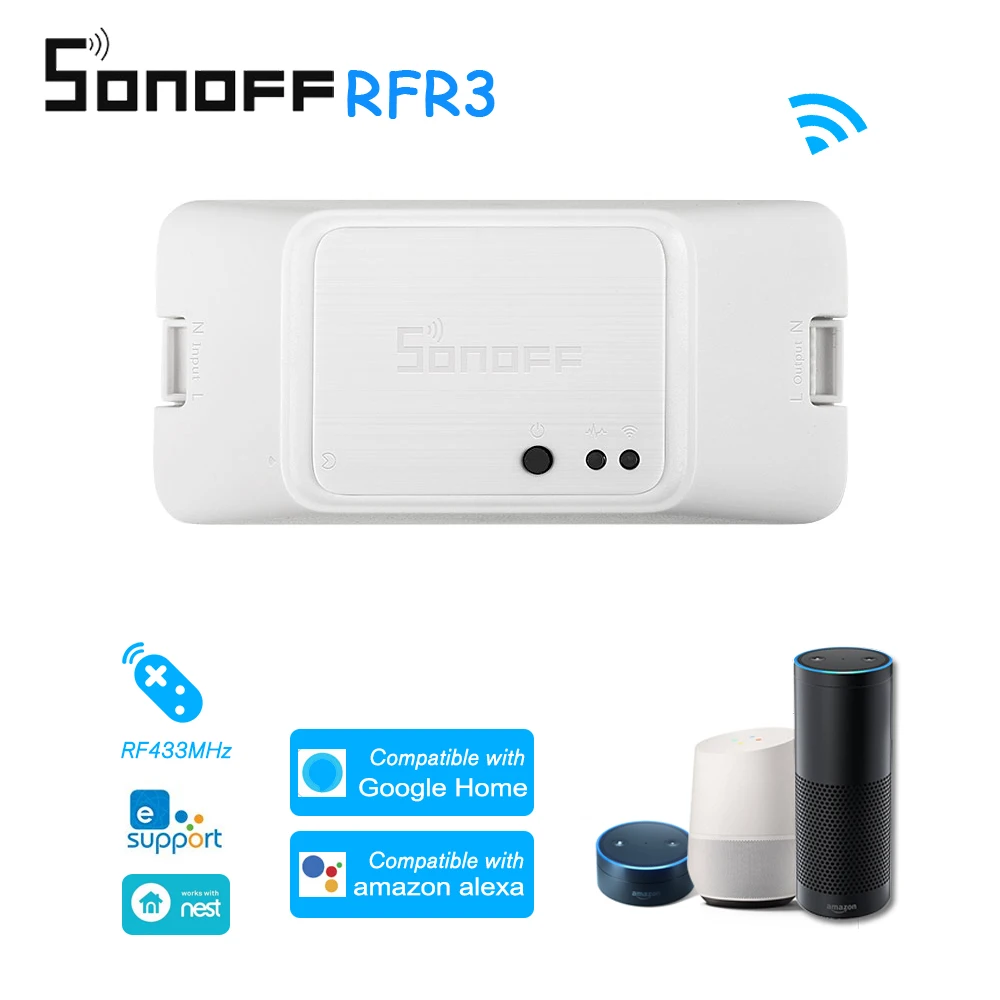

SONOFF RF R3 RFR3 Smart RF Control RM 433Mhz WIFI Switch With Timer 100-240V DIY Ewelink APP Automation For Alexa Google Home