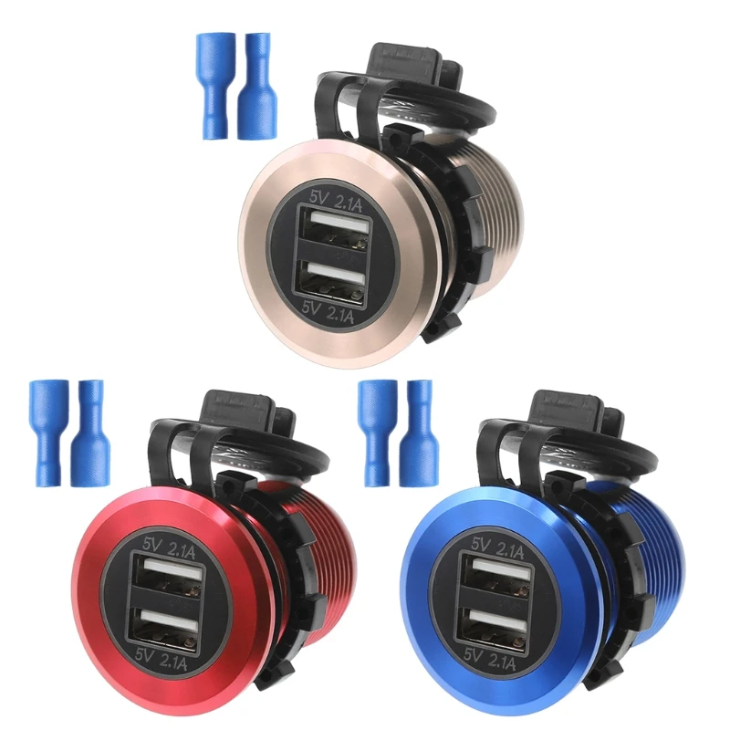 الألومنيوم 12 V 24 V دراجة نارية قارب سيارة شاحن USB مزدوج للجوال هاتف لوحي