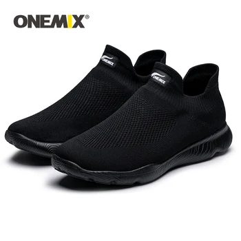 

ONEMIX Men Shoes Sports Sneaker 2019 Sock Shoes Breathable Mesh Walking Shoes Trainers Light Slip On Jogging Zapatillas Hombre