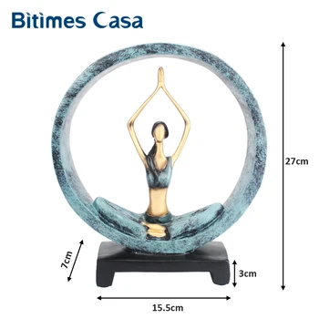 

Bitimes Women Yoga Figure Miniature Figurines Decorative Resin Ornament Lady Bodybuilding Statue Art Home Decoration