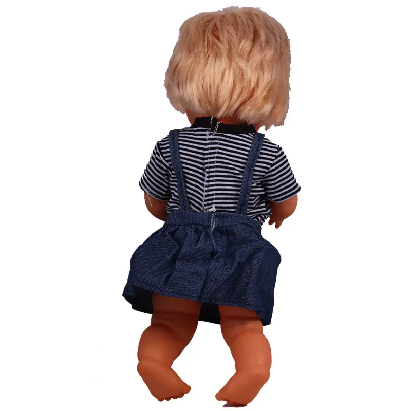 Одежда для куклы 41 см Nenuco Accesorios Nenuco y su Hermanita черно-белая полосатая футболка и джинсовая юбка для куклы 16 дюймов