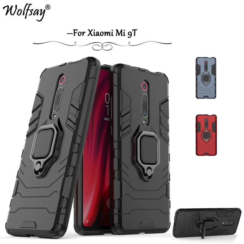 

For Xiaomi Mi 9T Case Luxury Armor Metal Finger Ring Holder Hard Phone Bumper For Xiaomi Mi 9T Protective Cover For Xiaomi Mi 9T