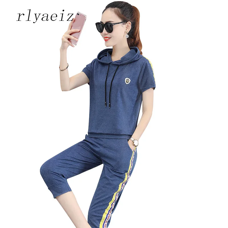 Rlyaeiz Korean Fashion Tracksuit Women 2 Piece Set 2018 Summer Striped