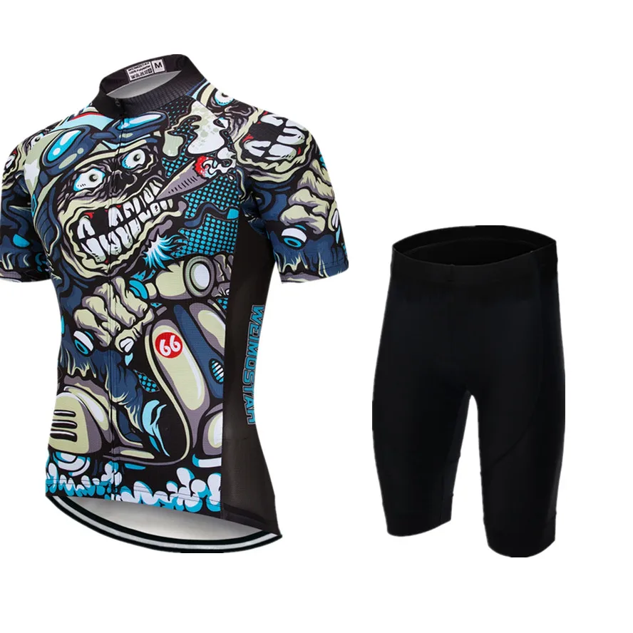 Модель года: мужские спортивные костюмы с шортами и черепами серого цвета для езды на велосипеде - Цвет: Jersey shorts