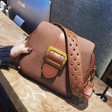 ETAILL Women Rivet Wide Strap Shoulder Bag Fashion Buckle Handbag 2018 Brand Designer Scrub Pu Leather Small Crossbody Bags