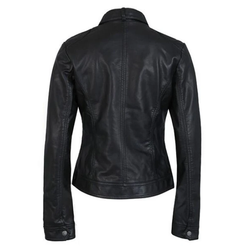 Womans PU Leather Jacket Woman Washed PU Leather Motorcycle Slim Female Short Paragraph Jackets Large Size 3XL Coat