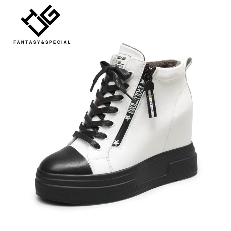 

IGU Women Warm Boots Genuine Real Leather Girl Motorcycle Boots Autumn Winter Shoes Women Snow Lace Up Boots Botines Mujer 2018