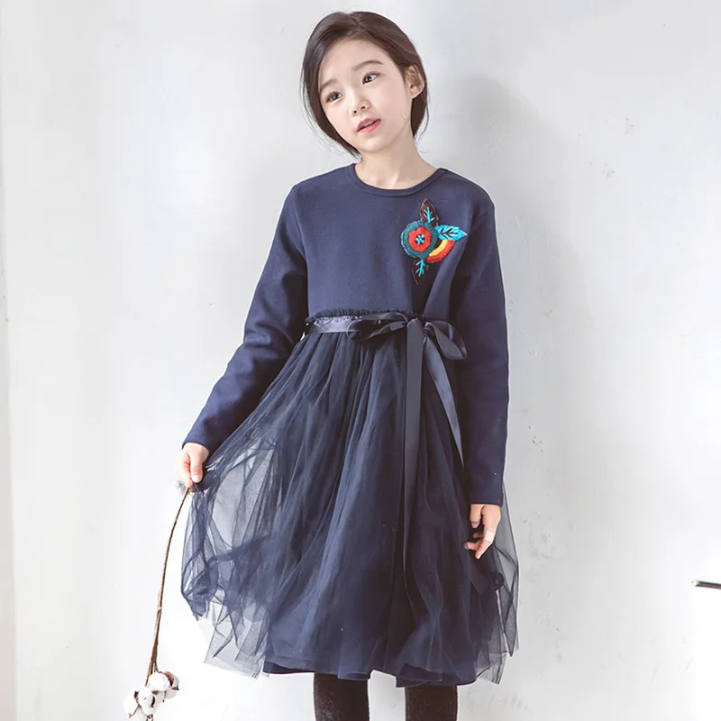 

Korean New 2018 Autumn Winter Girl Dress Cotton Wool Gauze Kids Cute Dress Children Sweet Dress Baby Princess Dress Floral,#3123
