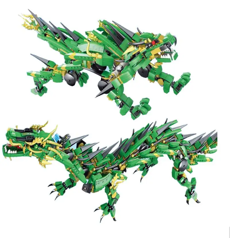 

2-in-1 1443pcs Ninjagoes Set Green Ninja Mech Dragon Lloyd Wu Garmadon Charlie Movie Building Block For Children Gift 70612