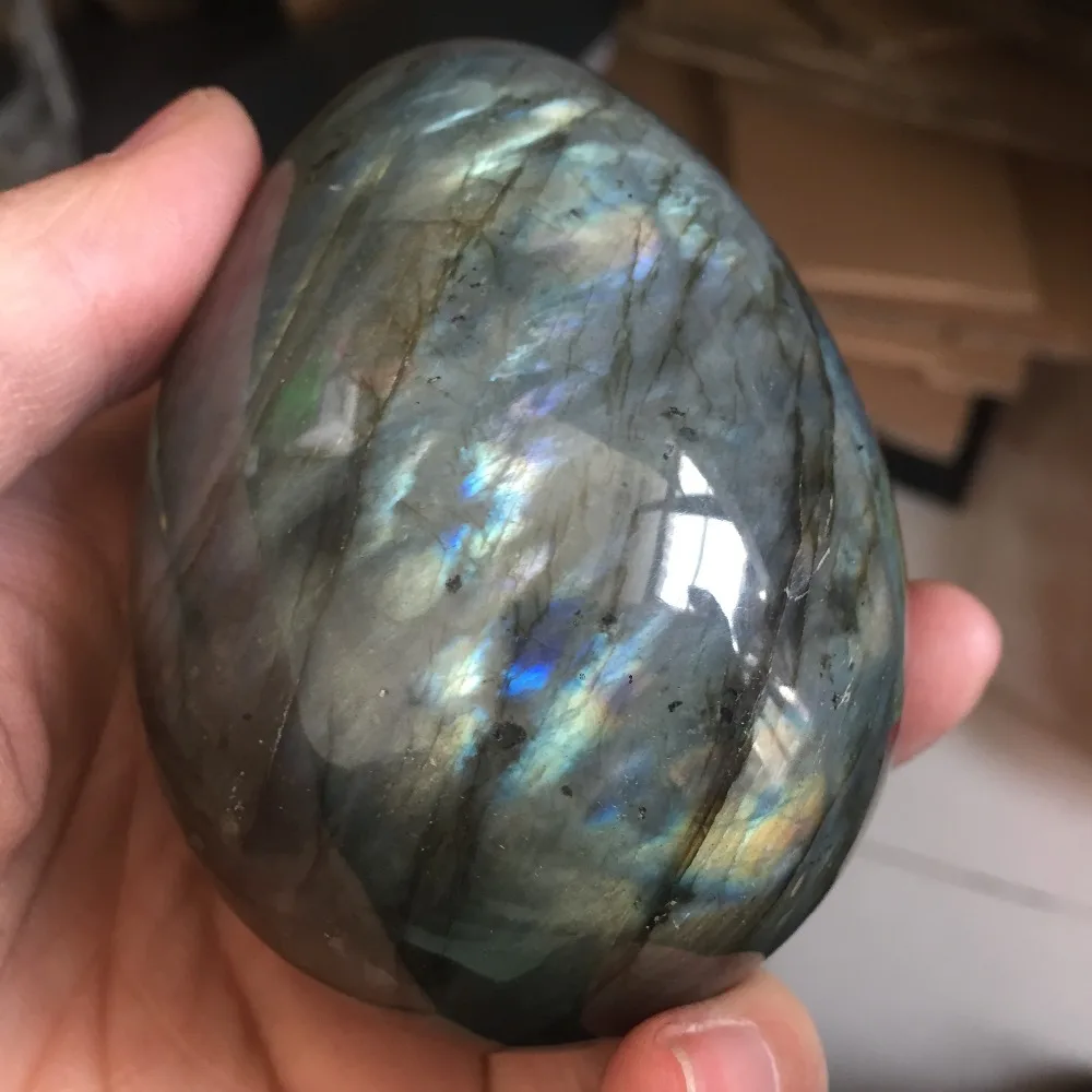 

2019 Promotion Price Crystal 589g Natural Labradorite Stone Egg Craft Decoration Labrador Feldspar Healing Gift BH756