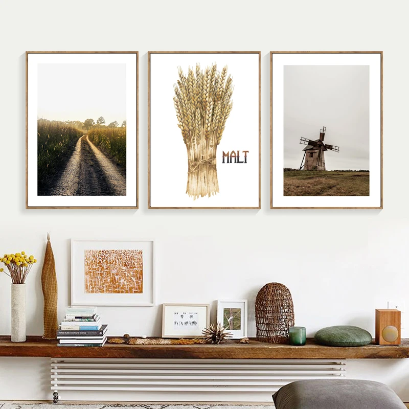 

Nordic Poster Vintage Wall Art Pastora Posters And Prints Dutch Windmill Poster Wheat Wall Pictures For Living Room Unframed