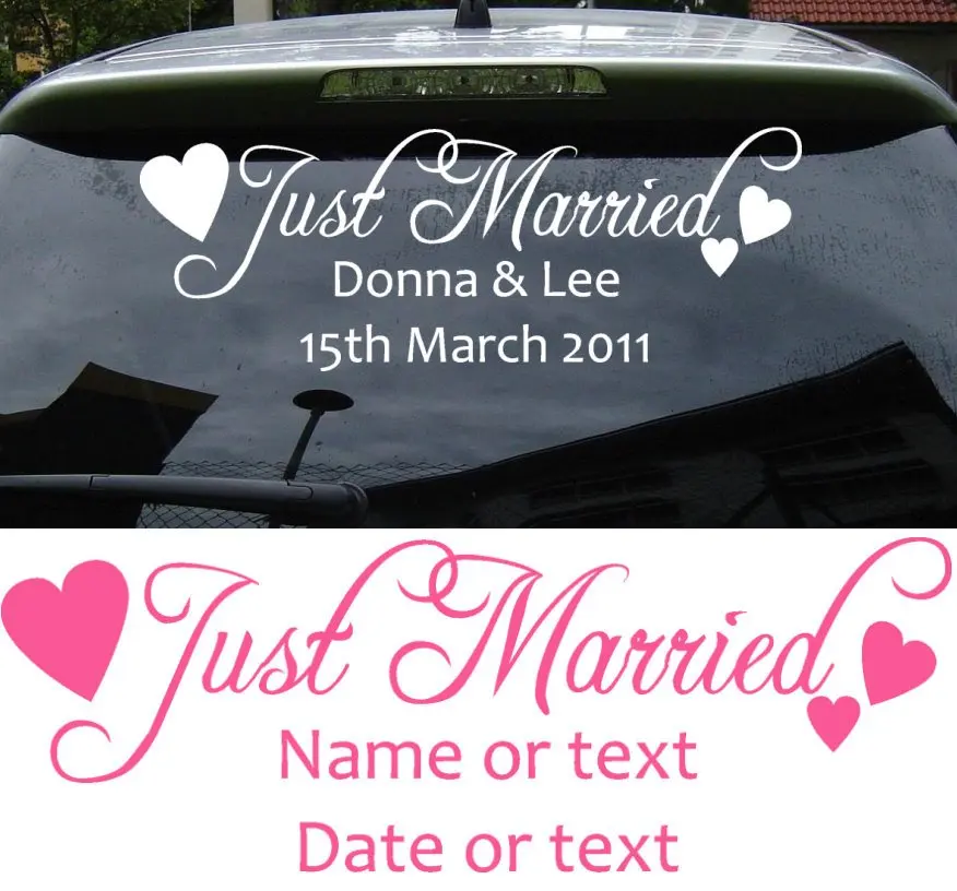 Just Married Car Sticker Decal Wedding Car Window Decor Personalised
