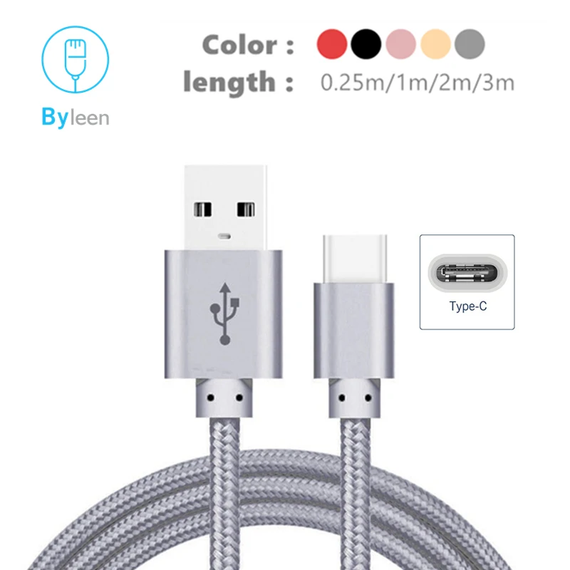 Зарядное устройство USB Type C 0 25 м/1 м/2 м/3 м розовое золото розовый кабель для быстрой