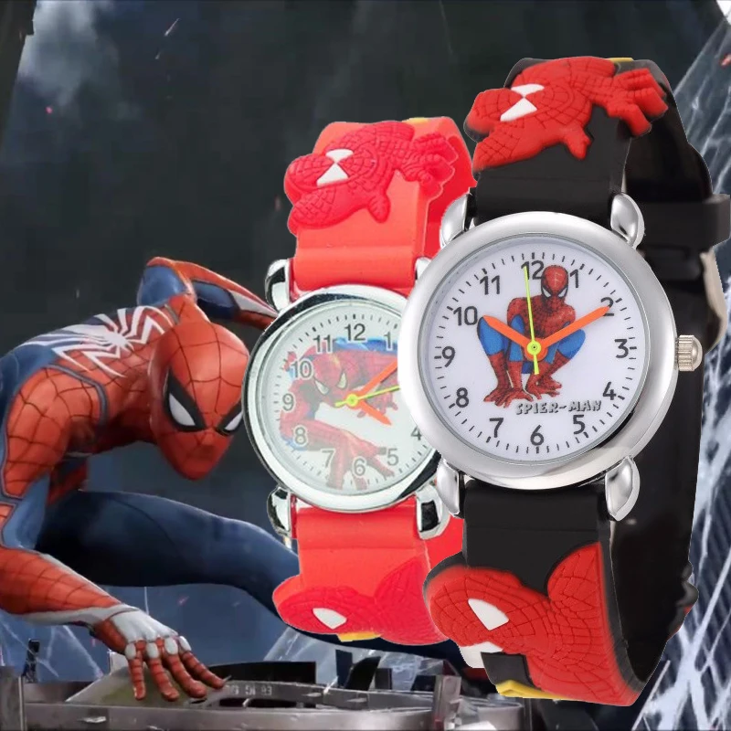 

Hot Sale Spiderman Watch Children Cute Cartoon Kids Watches Rubber Quartz Wristwatches for girls boys 1-8th birthday gift clock
