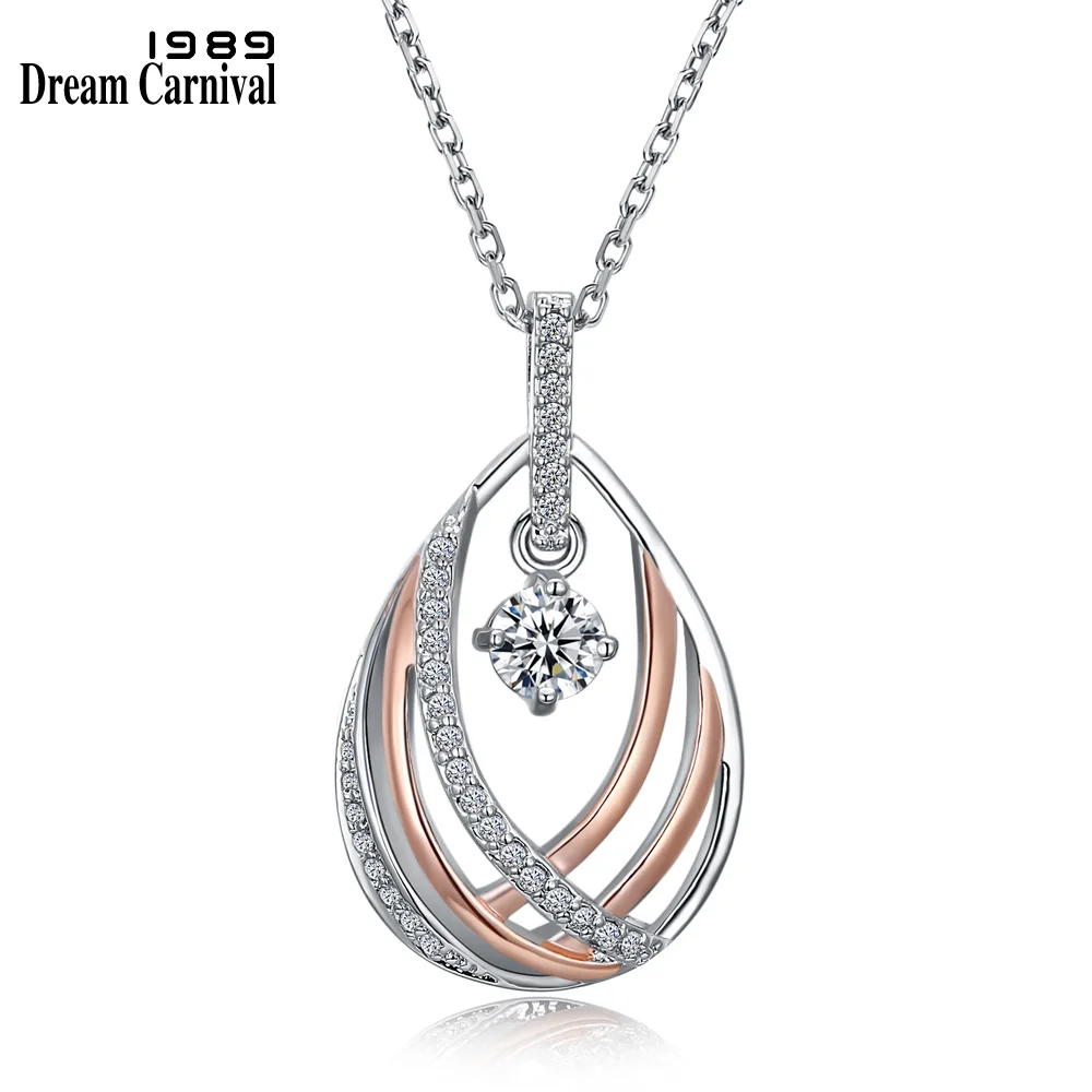 

DreamCarnival 1989 Braided Pendants and Necklaces CZ Rhodium Rose Gold Color Collares Largos Wholesales Discount Coupon WP6400