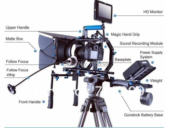 Wondlan New Sniper 3.0 DSLR kit camera rig follow focus+matte box