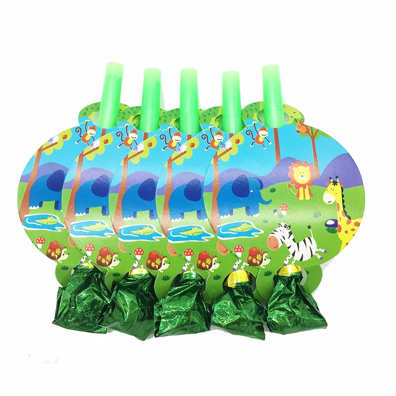 

12pcs/pack Safari theme blowouts Safari Animals theme birthday party decorations Safari theme noise maker party blowouts
