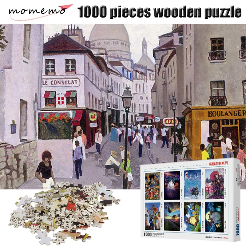 

MOMEMO European Town Puzzle Jigsaw Wooden Adult Puzzle 1000 Pieces Entertainment Puzzle Game for Children Kids Toys Home Decor