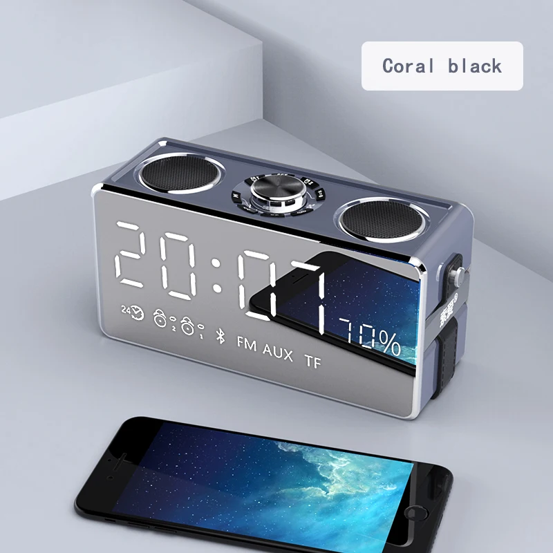 baratas Relógio Alarme duplo Sistema de Som do Altifalante Portátil Bluetooth Speaker Sem Fio Portátil 25 w Música Estéreo Surround de Som Ao Ar Livre