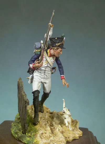 

Unpainted Kit 1/ 32 54mm Napoleon Era Infantry slodier with dog 54mm Historical Figure Resin Kit