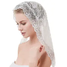 Женская короткая свадебная вуаль, тонкая вязаная крючком Цветочная кружевная жаккардовая волнистая отделка, свадебная вуаль, покрытие для лица, без расчески