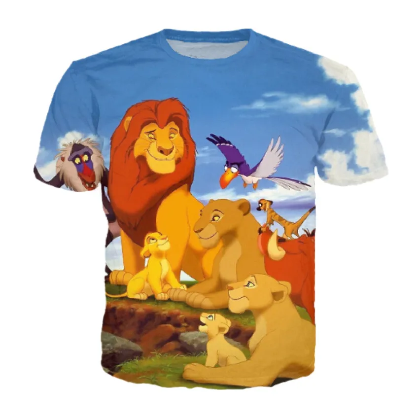 

New Fashion The Lion King Comic Simba 3D Cartoon T Shirt Summer Style T Shirts Short Sleeve Hip Hop Tops Comfortable Tees