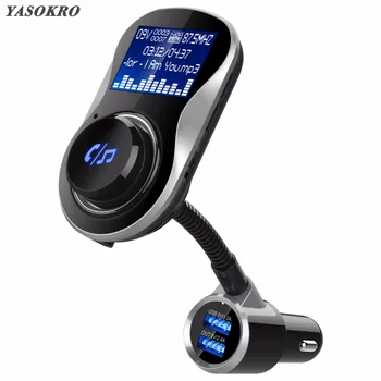 

YASOKRO FM Transmitter Modulator Car Audio MP3 Player Bluetooth Handsfree Car Kit with 3.1A Quick Charge Dual USB Car Charger