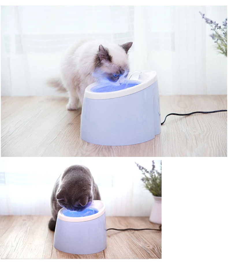 2L электрическая Питьевая машина для собак и кошек, автоматическая циркуляция воды, бесшумный питьевой фонтан для домашних животных, товары для кошек, ночной Светильник