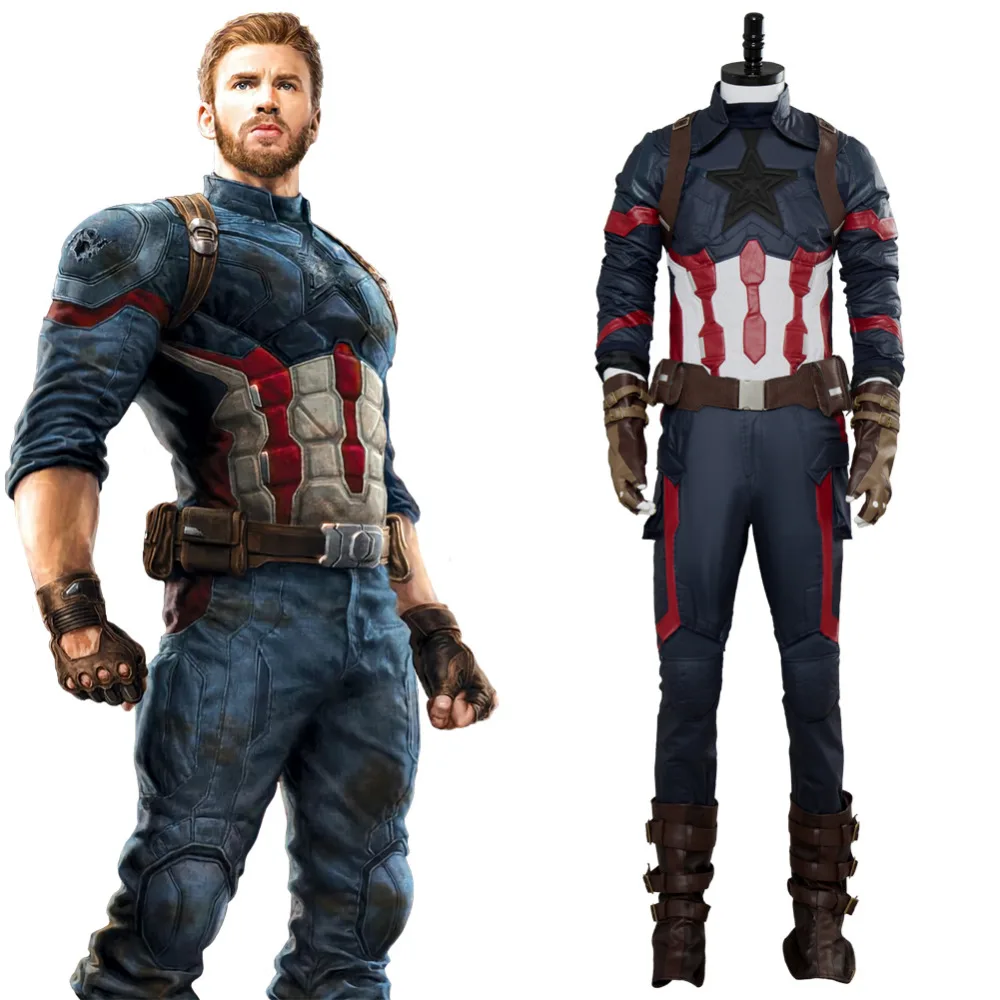 (В наличии) Мстители: Бесконечная война Капитан Америка Steve Rogers косплей костюм