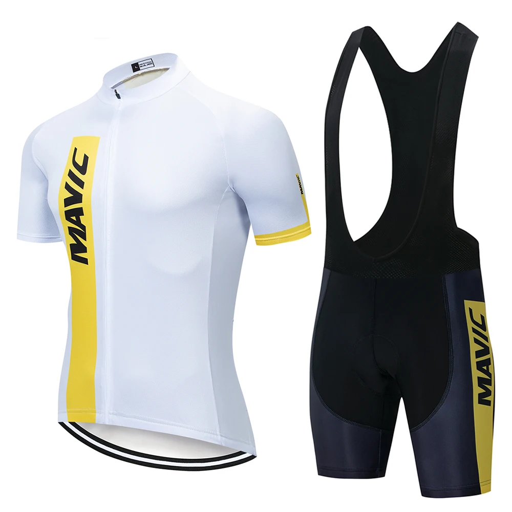 

MAVIC Summer Pro Team white Cycling Jersey Set Short Sleeve Quick Dry 9D Gel Pad MTB Bike Clothing Set Men's Outdoor sweatshirt