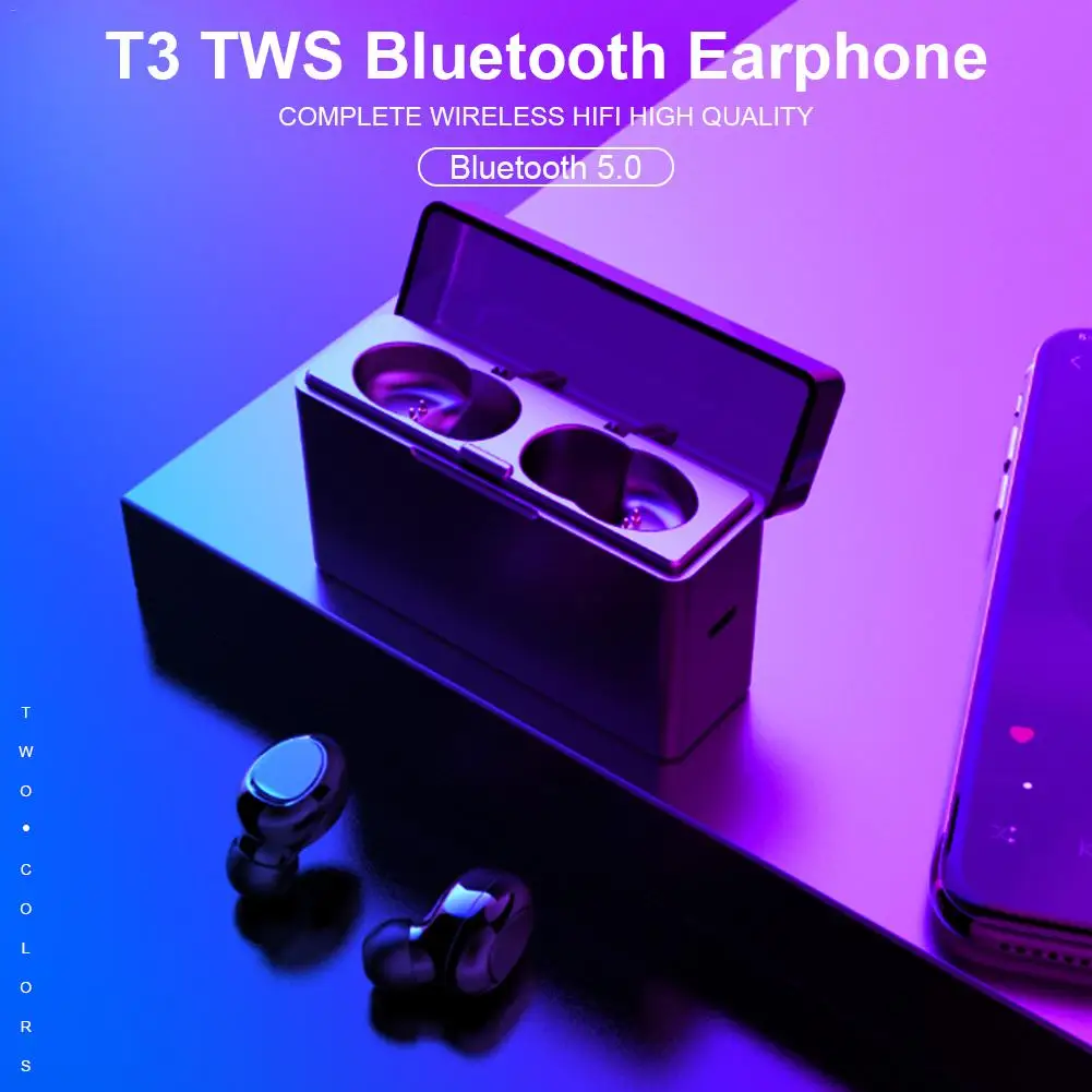 

T3 Bluetooth 5.0 Wireless Earbuds TWS Binaural Call Earphones Mini Stereo Headset IPX5 Bluetooth Sports Earphones Charging Case