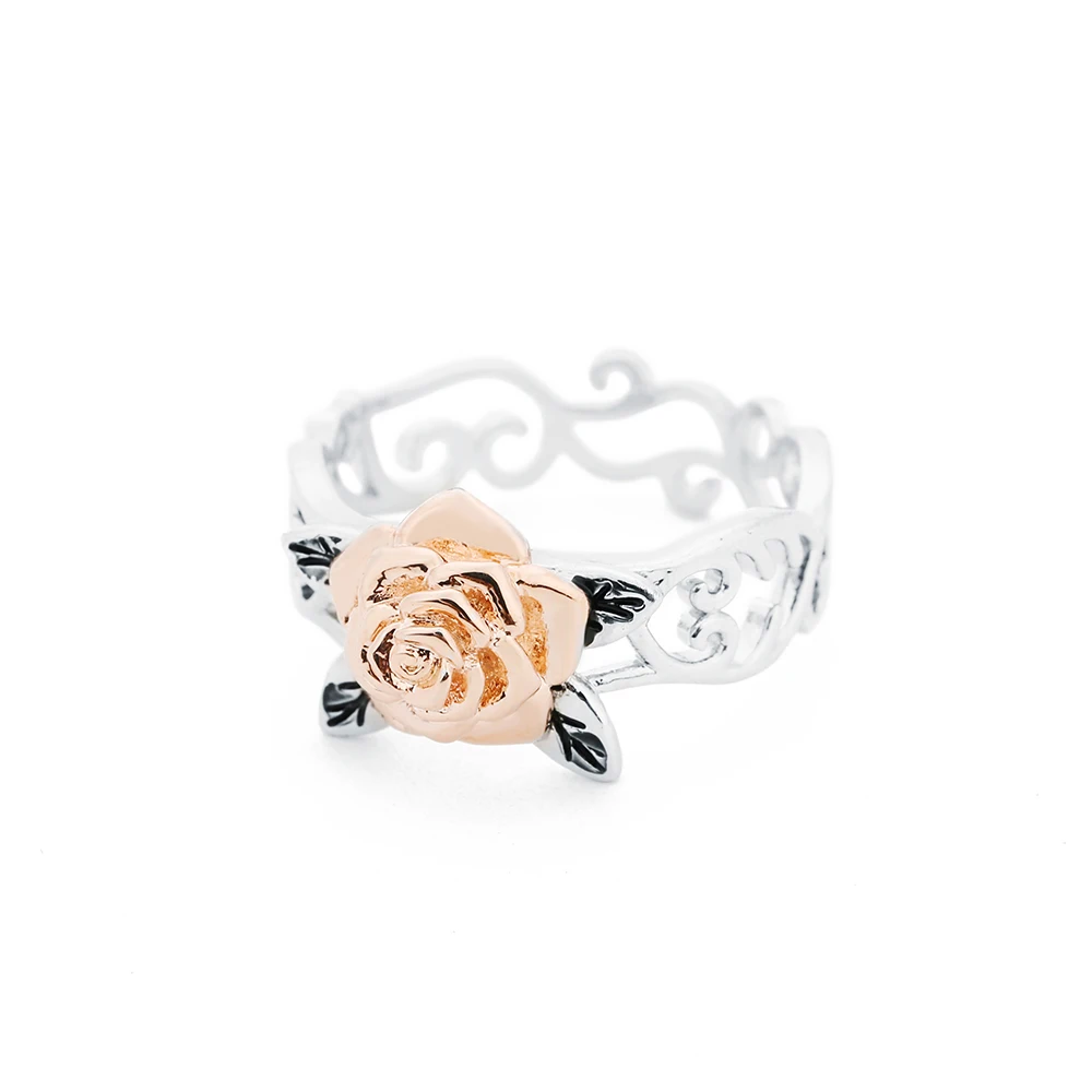 Роза цветок Форма полые розово-золотой, серебряный Цвет кольца для Для женщин подарок на свадьбу, помолвку ювелирные изделия женские Анель Одежда высшего качества Мода