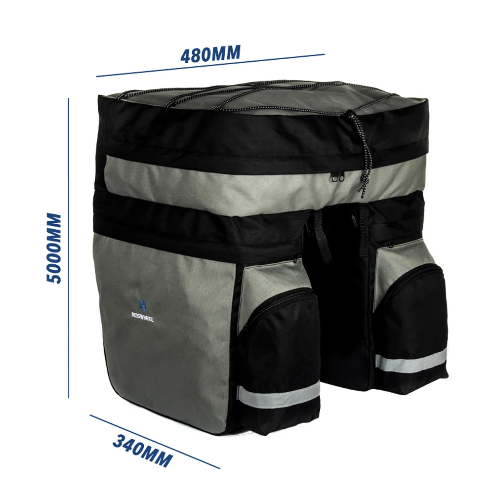 Top ROSWHEEL 60L MTB Bicycle Carrier Bag  3-in-1 Waterproof Rear Rack Bike Trunk Bag  Seat Double Side 14590 with Rain Cover 3