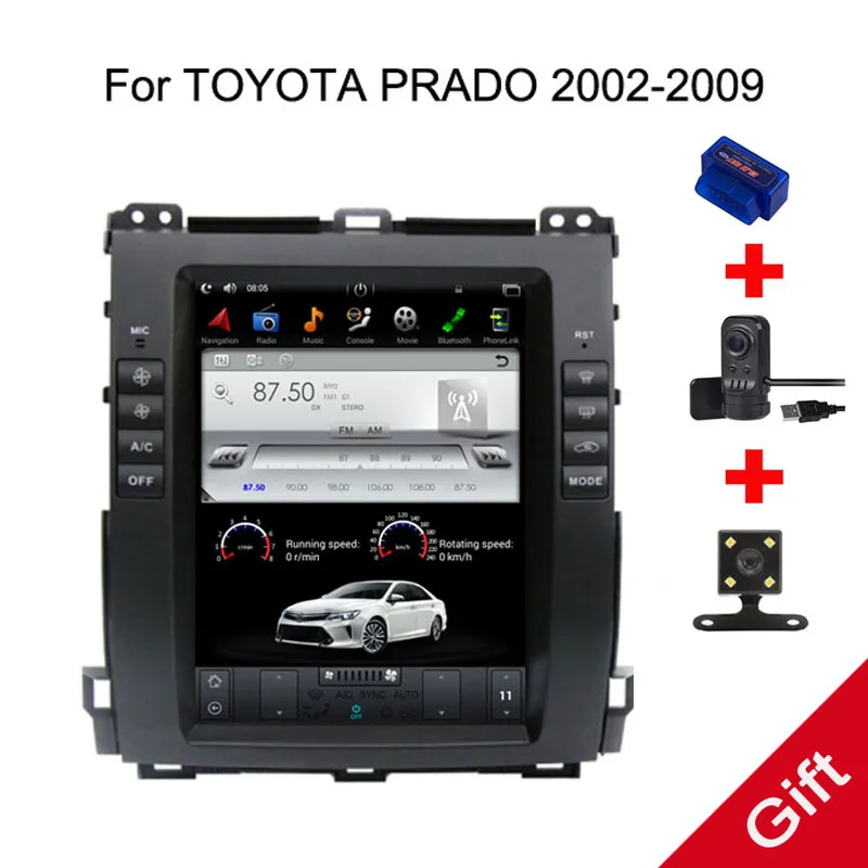

10.4" Tesla Android Fit Toyota Land Cruiser Prado 120 2002- 2005 2006 2007 2008 2009 Car DVD Player Navigation GPS Radio
