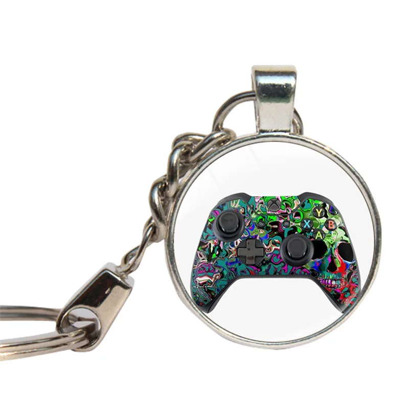 

Video Game Handle Keychains Glass Dome Geeky Gifts For Boyfriend Key Rings Game Controller Key Chain Glass Cabochon Key Holder
