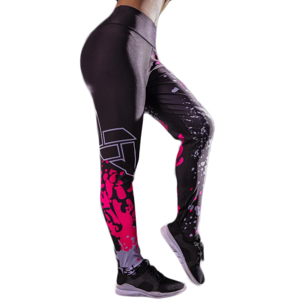 

2019 Seamless Gym Push Up Leggings Women's Digital Printed High-waist Sports Fitness Running Yoga Nine-minute Pants #Y1
