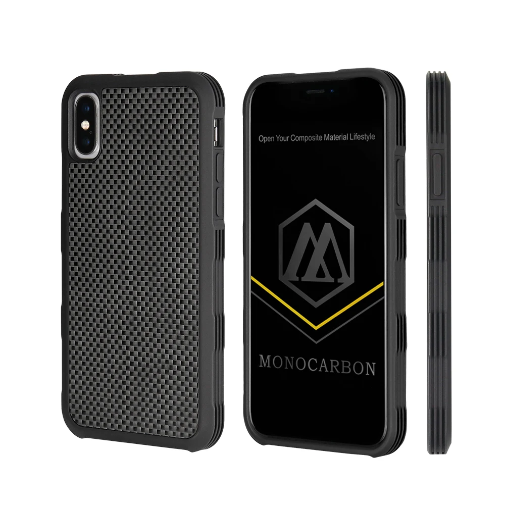 SDTEK Funda Para IPhone XS Max [Fibra De Carbon TPU] Case Cover Negro