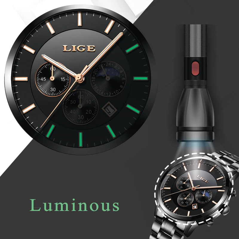 LIGE New Mens Watches Top Brand Luxury Men's Fashion Sports Quartz Watch Men Stainless Steel Waterproof Watch Relogio Masculino LIGE New Mens Watches Top Brand Luxury Men's Fashion Sports Quartz Watch Men Stainless Steel Waterproof Watch Relogio Masculino